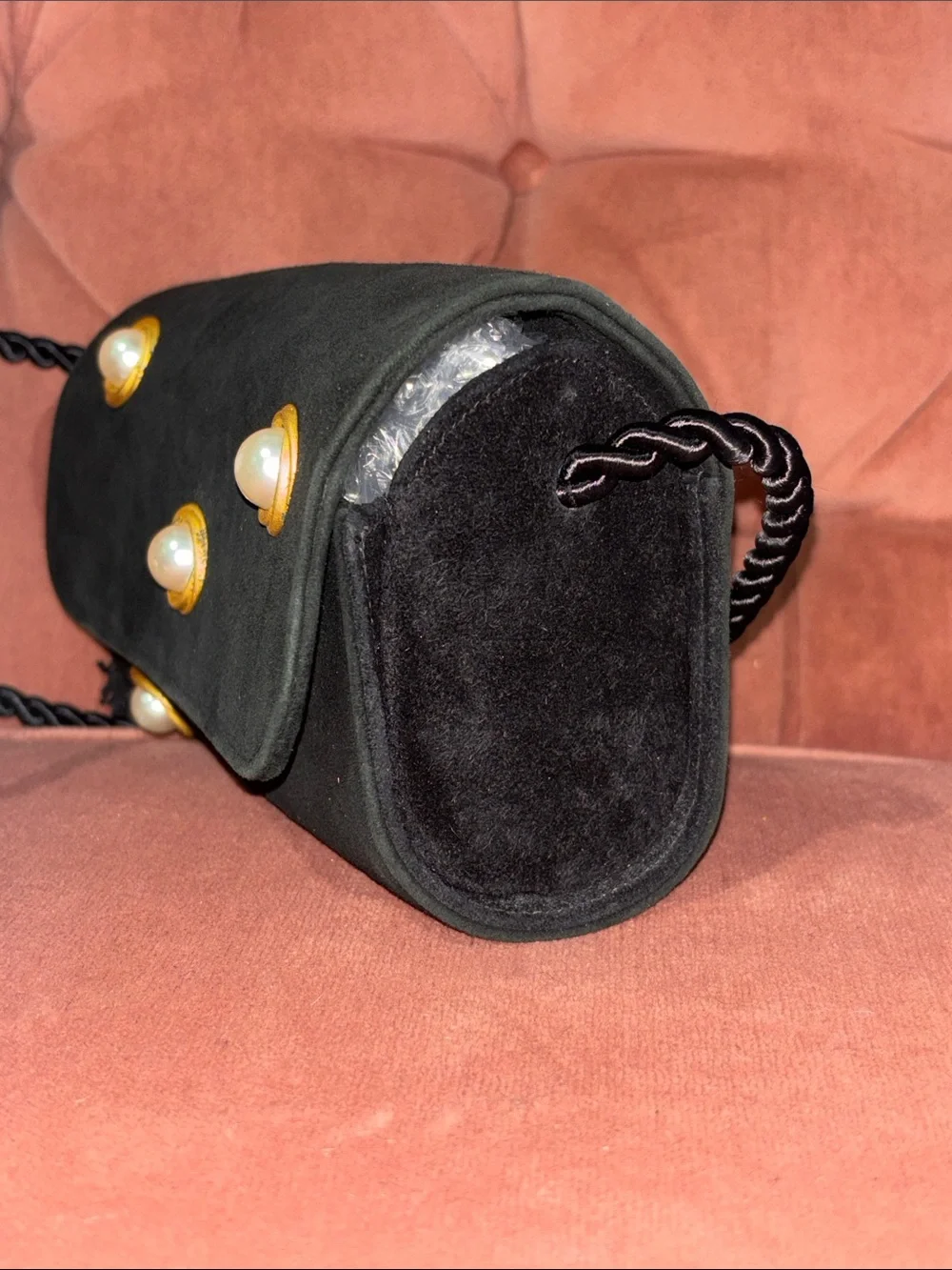 Vintage Susan Gail evening bag pearl detail small crossbody elegant timeless - Picture 9 of 15